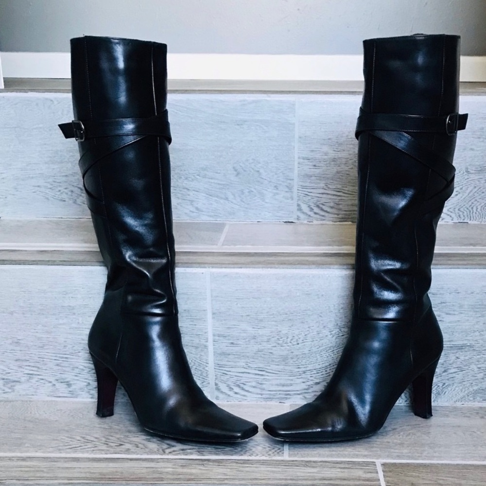 Via Spiga Crisscross tall leather boots Made in Italy with the finest leather